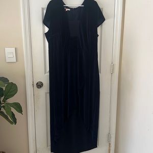 Royal midnight blue Velvet plus size formal dress 2X